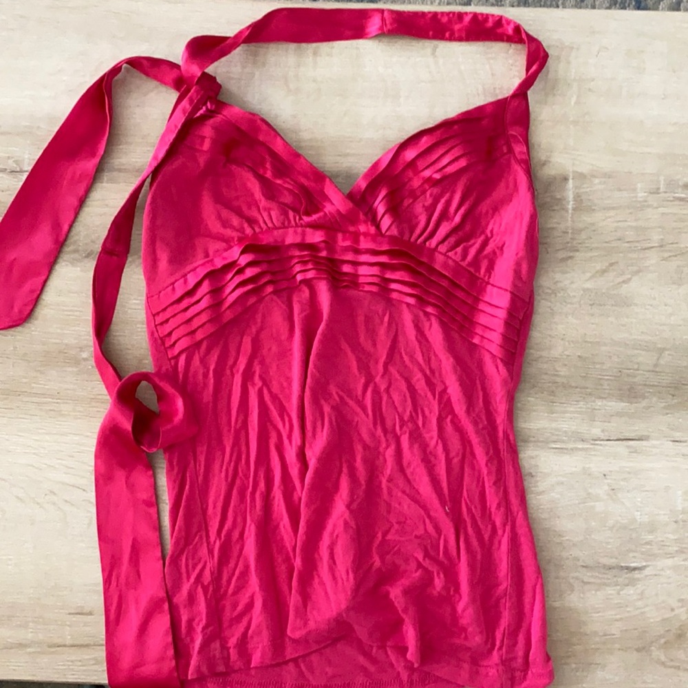 Tie back hot pink top